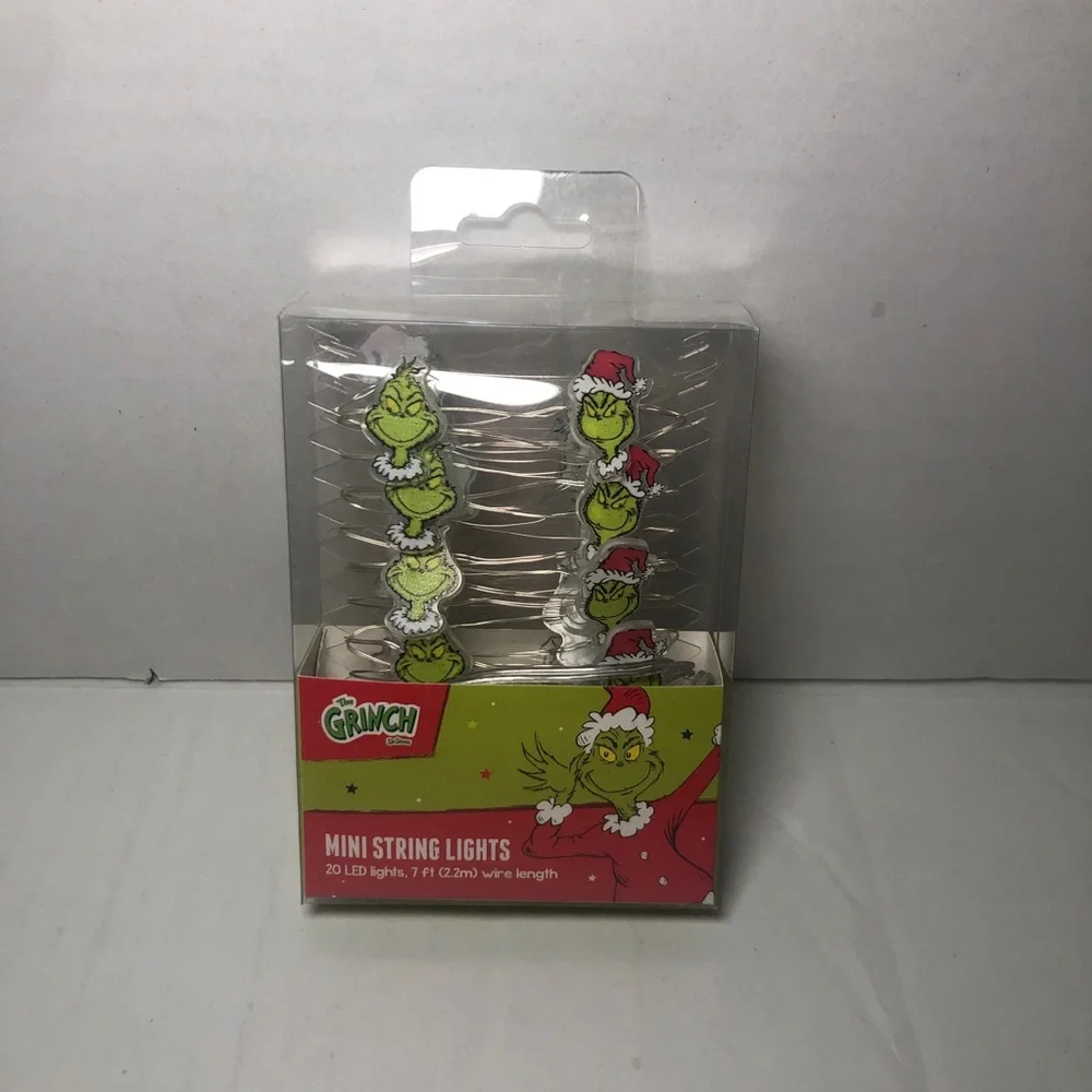 Dr. Seuss The Grinch Mini String Lights 20 LED Lights NEW-Two Sets Christmas